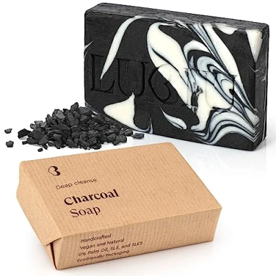 Afbeelding van lubiu Zwarte zeep 100 g actieve koolzeep zonder palmolie natuurlijke als douchezeep voor mannen en vrouwen ook sterk de handen Black Soap Bar