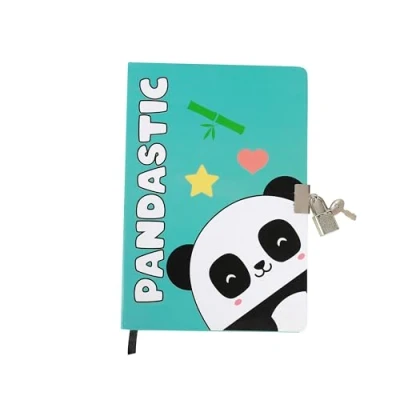 Afbeelding van I TOTAL® geheim dagboek met metalen slot en twee sleutels/geheim DOT pagina&#039;s, dagboek, wit papier (panda)