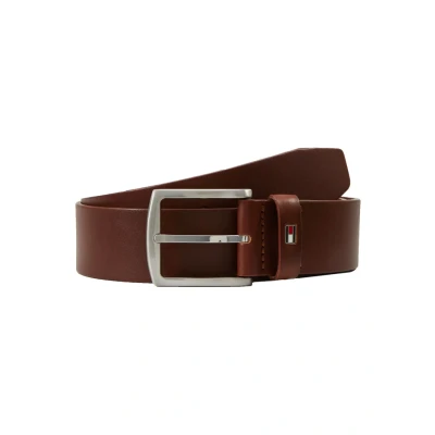 Afbeelding van Tommy Hilfiger heren New Denton riem van leer in de kleur Cognac, maat: 90 cm