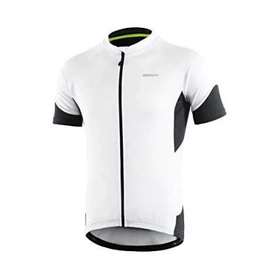 Afbeelding van BERGRISAR Fietsshirt voor heren, ademend, sneldrogend, fietskleding, MTB, korte mouwen, jersey, 650 wit