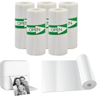 Afbeelding van GuKKK Thermisch printerpapier, zelfklevend, BPA vrij, compatibel met A6 Peripage, 57 x 30 mm, 5 rollen