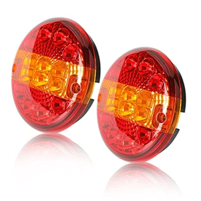 Afbeelding van Qiping Ronde led aanhangerlampen, 12 V, 24 waterdicht, achterverlichting, rond, E goedgekeurd, voor auto, caravan, vrachtwagen, 2 stuks