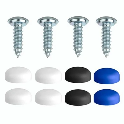 Afbeelding van Set van 4 kentekenplaatschroeven 4,8 x 16 mm met doppen Discreet Veilig Legaal Kentekenplaatbevestiging en bevestigingsschroeven