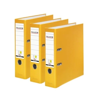 Image de Falken lot de 3 classeurs en plastique PP Color Végan. Fabriqué Allemagne. 8 cm, DIN A4, jaune