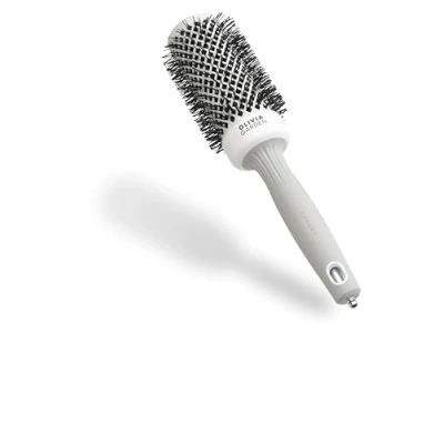 Image de Olivia Garden Expert Blowout Shine Blanc &amp; Gris 45 Brosse ronde en céramique antistatique pour brushing brillant et sans frisottis