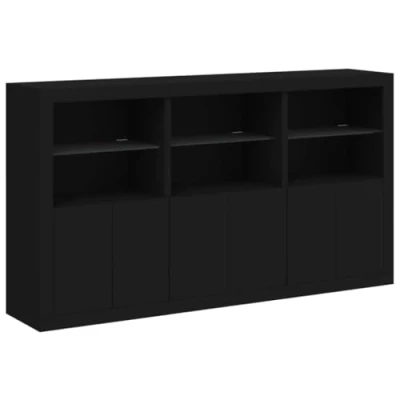 Image de vidaXL Buffet avec lumières LED noir 181,5x37x100 cm3209150