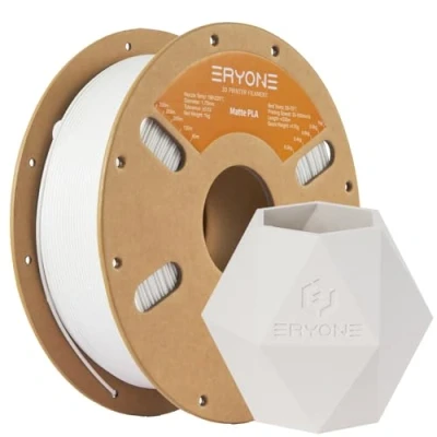 Afbeelding van ERYONE Matt PLA Filament voor 3D Printer, 1.75mm, Tolerantie: ¡À0.03mm, 1kg (2.3LBS)/Spool, Mat wit
