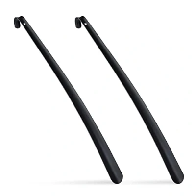 Afbeelding van Relaxdays 2 stuks schoenlepel van stevig metaal 58 cm lang voor schoenen zwart