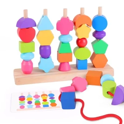 Afbeelding van SUPERBE BEBE Montessori houten speelgoed om te stapelen en sorteren voor baby&#039;s kinderen van 3 jaar, activiteit ontwikkeling hout, educatief peuters,