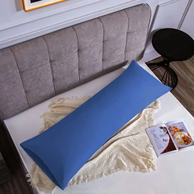 Afbeelding van Kussensloop, 100% katoen, 45 x 150 cm, 1 stuks, rechthoekig, Puro, jersey, 120 g/m², kussensloop duurzaam en hypoallergeen, blauw