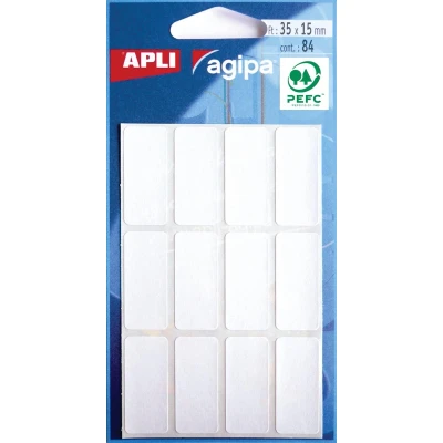 Afbeelding van Agipa Witte Etiketten In Etui Ft 15 X 35 Mm (b H), 84 Stuks, 12 Per Blad Etiket