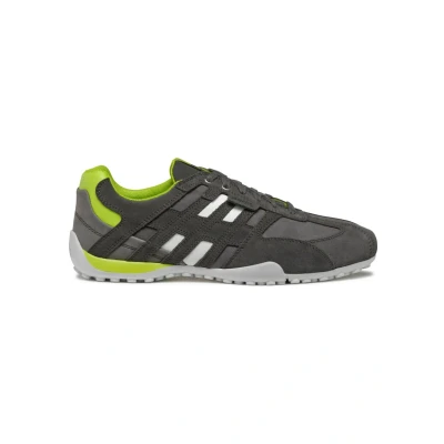 Afbeelding van Geox Sneakers laag, Heren, Maat: 44, Graphite lime green Leer/ synthetisch