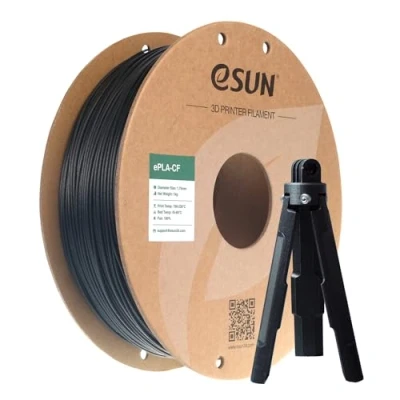 Afbeelding van eSUN ePLA CF PLA filament 1,75 mm, filament, geladen, van koolstofvezel, maatnauwkeurigheid +/ 0,03 spoel 1 kg (2,2 lbs) voor 3D FDM printers, zwart