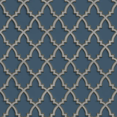 Afbeelding van Dutch Wallcoverings Wallstitch Moroccan trellis blue