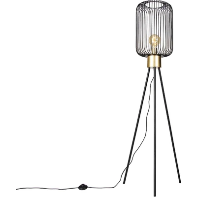 Afbeelding van QAZQA Design vloerlamp zwart met goud Mayelle