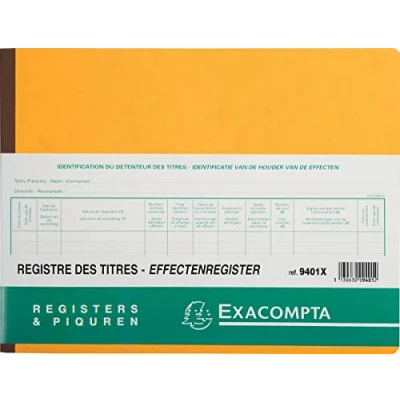 Afbeelding van Exacompta effectenregister, ft 24 x 32 cm, tweetalig, voor BV SRL bedrijfsformulieren