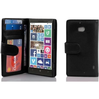 Afbeelding van Cadorabo Hoesje geschikt voor Nokia Lumia 929 / 930 in ZWARTE OXIDE Beschermhoes met magnetische sluiting en 3 kaartsleuven Book Case Cover Etui