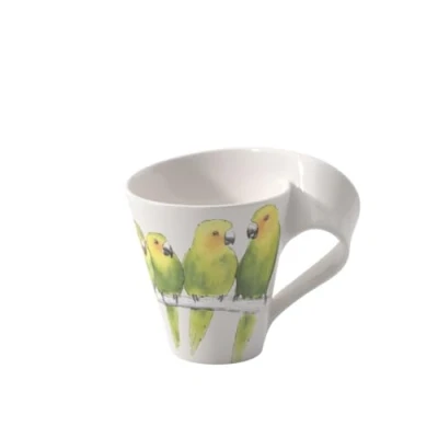 Afbeelding van Villeroy &amp; Boch NewWave Koffiemok &quot;Pruiken&quot; koffie, 300 ml, Hoogte: 11 cm, premium porselein, wit/blauw