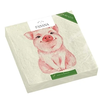 Afbeelding van 20 servetten uit duurzame productie roze varken motief kinderen boerderij tafeldecoratie decoupage servettechniek 33 x cm