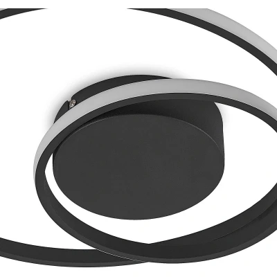 Afbeelding van Lindby LED plafondlamp met dimmer 1licht ijzer, aluminium, polycarbonaat H: 8 cm mat zwart Inclusief lichtbron