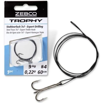 Afbeelding van Zebco Trophy Steel Trace 7x7 Expert Treble Hook (1pc) Maat : 50cm 12 kilo