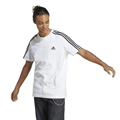Afbeelding van adidas Sportswear Essentials 3STRIPES Tshirt print White black, Heren, Maat: Small, black