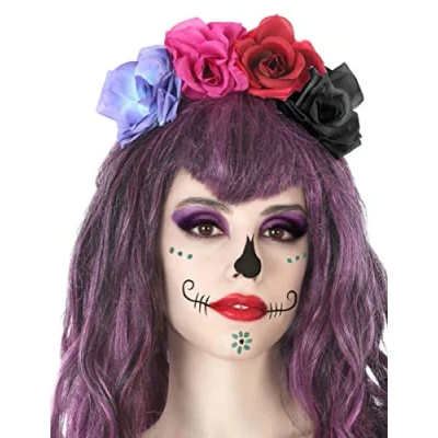 Afbeelding van Halloween/horror verkleed diadeem/tiara/bloemenkrans zombie/heks/lady kunststof dames/meisjes
