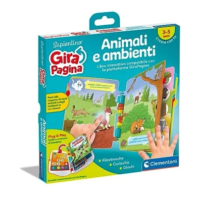 Afbeelding van Clementoni 16643 Sapientino Girapagina, dieren en omgevingen educatief interactief boek ter bevordering van de interesse in het lezen, voor kinderen vanaf 2 jaar (spel Italiaans)