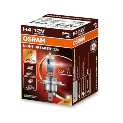 Image de OSRAM NIGHT BREAKER 220, H4, +220% de luminosité en plus, lampe phare halogène, 64193NB220, boîte pliante (1 lampe)