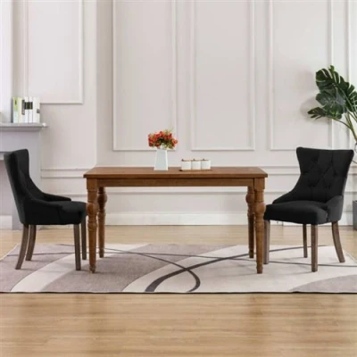 Image de vidaXL Chaises à manger lot de 2 noir tissu287942