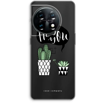 Afbeelding van Case Company® hoesje geschikt voor OnePlus 11 Hey you cactus Soft Cover Telefoonhoesje Bescherming aan alle Kanten en Schermrand
