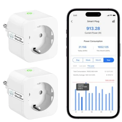 Afbeelding van Meross 2 stuks 16 A Smart stopcontact met verbruiksmeting, Alexa afstandsbediening en stem, timer, wifi, compatibel Alexa, Google Home SmartThings