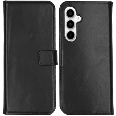 Afbeelding van Selencia Hoesje Geschikt voor Samsung Galaxy A55 Met Pasjeshouder Echt Lederen Bookcase Zwart