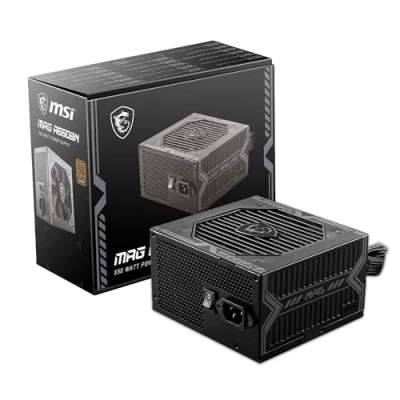 Image de MSI Mag A550BN Bloc d&#039;alimentation EU 550 W, certifié 80 Plus Bronze, ATX PSU, 12 V Single Rail, circuit DC to DC, ventilateur 120 mm Garantie de 5 ans