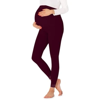 Afbeelding van BE Mammy Dames Leggings Zwangerschapskleding Lange 7/8 Viscose BE20 262 LE Wijnrood M