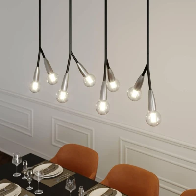Afbeelding van Lucande hanglamp 8lichts metaal, aluminium E27 zwart, messing