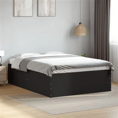 Afbeelding van vidaXL Bedframe massief hout zwart 140x190 cm