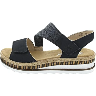 Afbeelding van Rieker V7974 Damessandalen met sleehak, Blauw, 41 EU