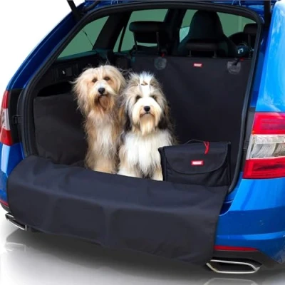 Afbeelding van BARTSTR Hoogwaardige kofferbakbescherming ideale hondenkofferbakdeken met bumperbescherming voor stationwagen auto kofferbakmat hond, Large