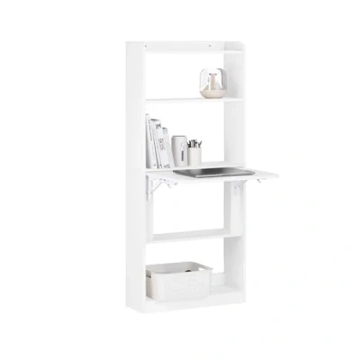 Afbeelding van SoBuy Computerbureau, inklapbaar, computertafel met opbergplanken, 64 x 58 145 cm, FWT92 H W