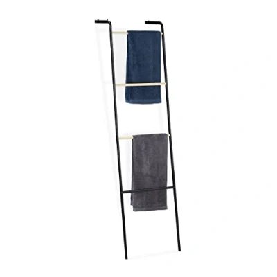 Afbeelding van Relaxdays handdoekladder handdoekrek badkamer decoratieve ladder 160 x 40 26 cm