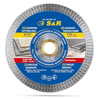 Afbeelding van S&amp;R Diamantslijpschijf 115 x 22,2 10 mm (1,2/0,8 mm) voor porselein, fijnsteengoed, harde tegels, graniet.