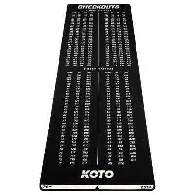 Afbeelding van KOTO Carpet Checkout Zwart, 237x80 cm Dartmat, Incl. Score indicatie en Oche, Professionele Dart mat, Bescherming Vloer &amp; Dartbord