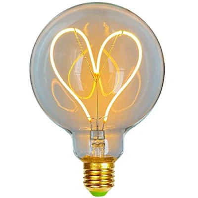 Afbeelding van TIANFAN Ledlampen, vintage, 4 W, dimbaar, antiek, Edison, ledlamp, 220/240 V, G95, hart, warmte, gloed (transparant)