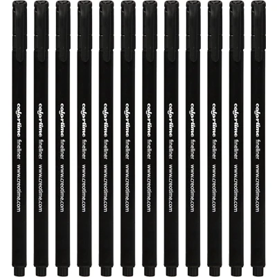 Afbeelding van Colortime Fineliner Lijndikte 0,6 0,7 Mm Zwart 12 Stuks