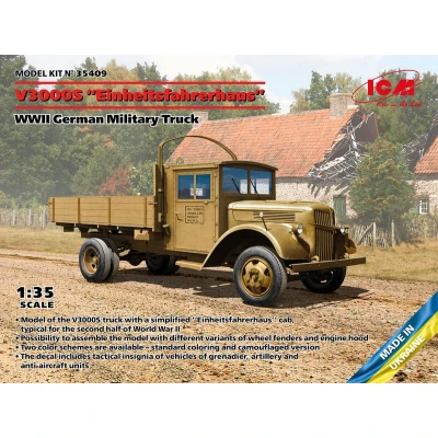 Afbeelding van 1:35 ICM 35409 V3000S Einheitsfahrerhaus WWII German Military Truck Plastic Modelbouwpakket