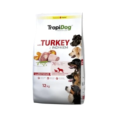 Afbeelding van 2x 12kg Tropidog Premium Adult Medium &amp; Large Kalkoen Rijst hondenvoer droog