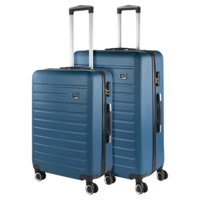 Afbeelding van SKPAT Koffers, Set van hardcase koffers met 4 wieltjes, grote koffer, ruimbagage, reisbagageset, combinatieslot, Marinier, Modern