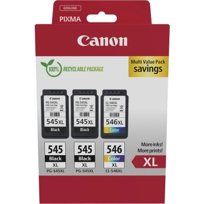 Afbeelding van Canon PG 545XL + CL 546XL multipack (PG / 546XL) Inktcartridge Zwart 3 kleuren