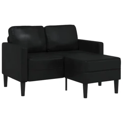 Afbeelding van vidaXL 2 zitsbank met chaise longue L zwart 125 cm kunstleer